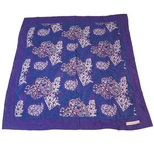 Vintage Christian Dior Silk Scarf Paisley Design Blue & Purple 34x34